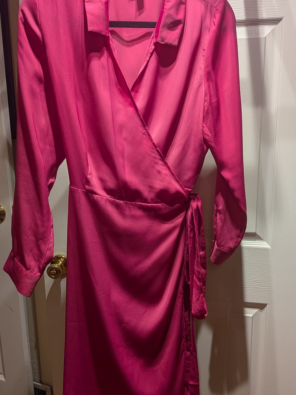 C Wonder Large Satin Wrap Dress - Hot Pink